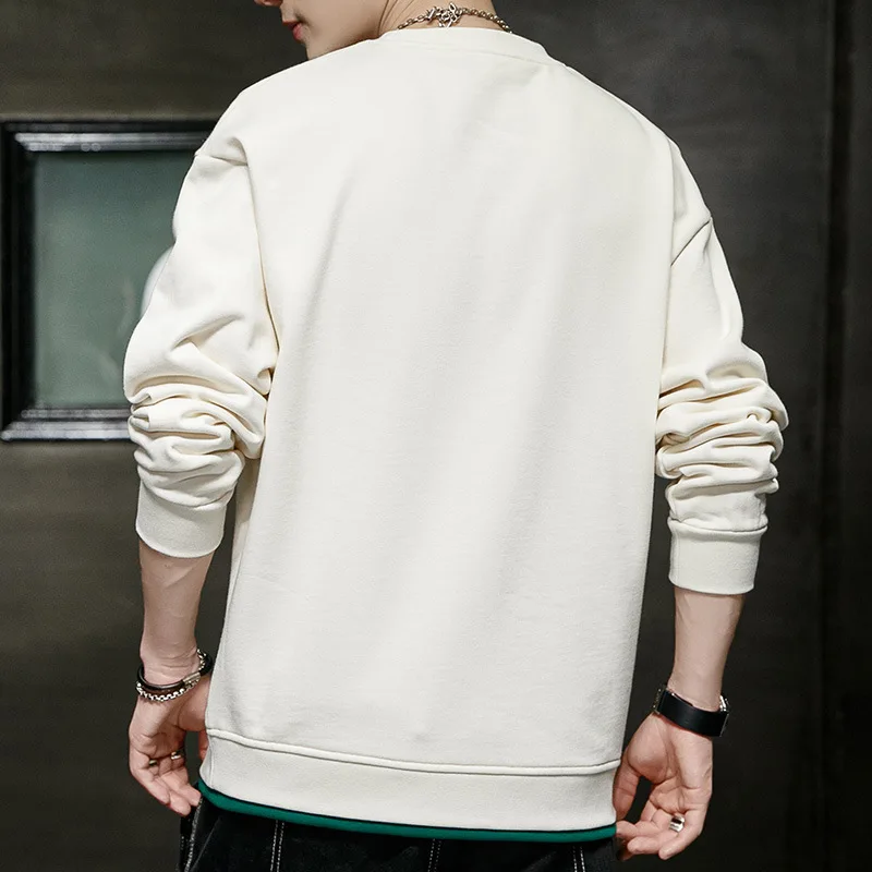 High quality sweatshirts for men long sleeve big size letter print pullover spring autumn 2024 tending clothing black grey white