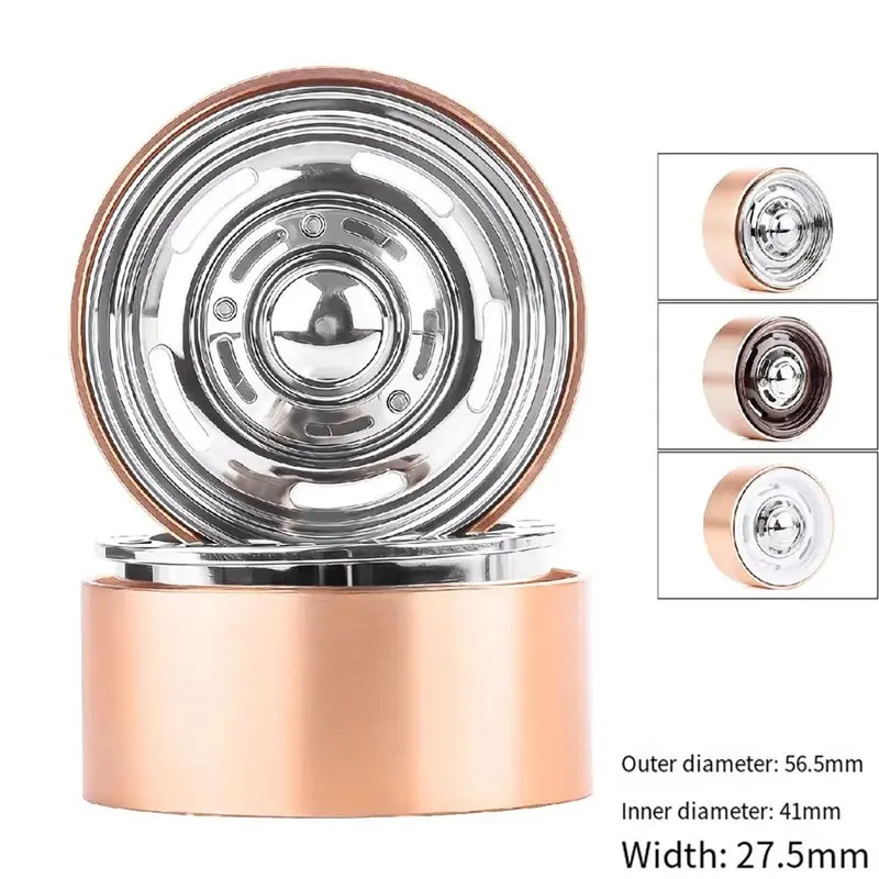 ABUM-1.9' '  Beadlock Metal Wheel Rim Hub Climbing Tires 56.5X27.5Mm For 1/10 RC Car Crawler Accessories Silver