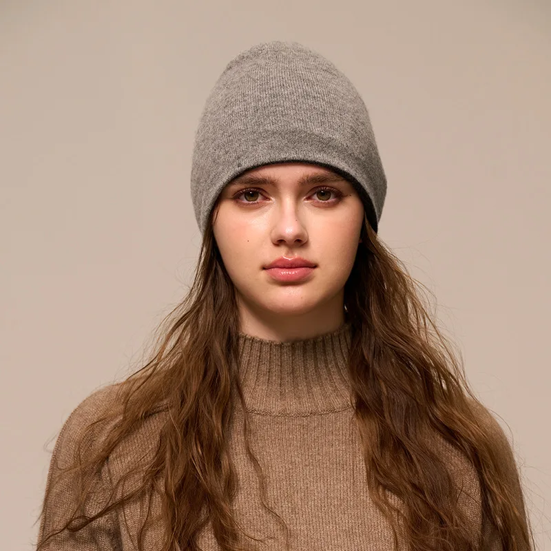 2025 New Arrival  knitted 100%cashmere hat women winter warm