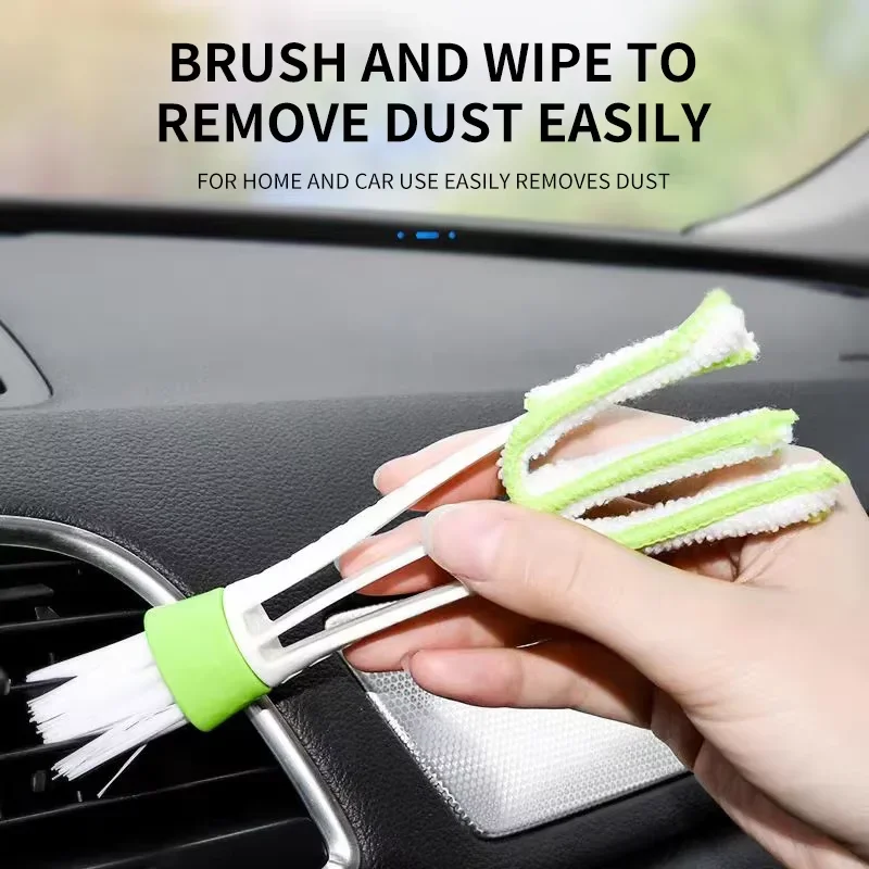 Car Air Conditioner Air Vent Brush Dual Head Dust Removal Dash Blinds Cleaning Brush Keyboard Multi-Use Brush Angel Brush
