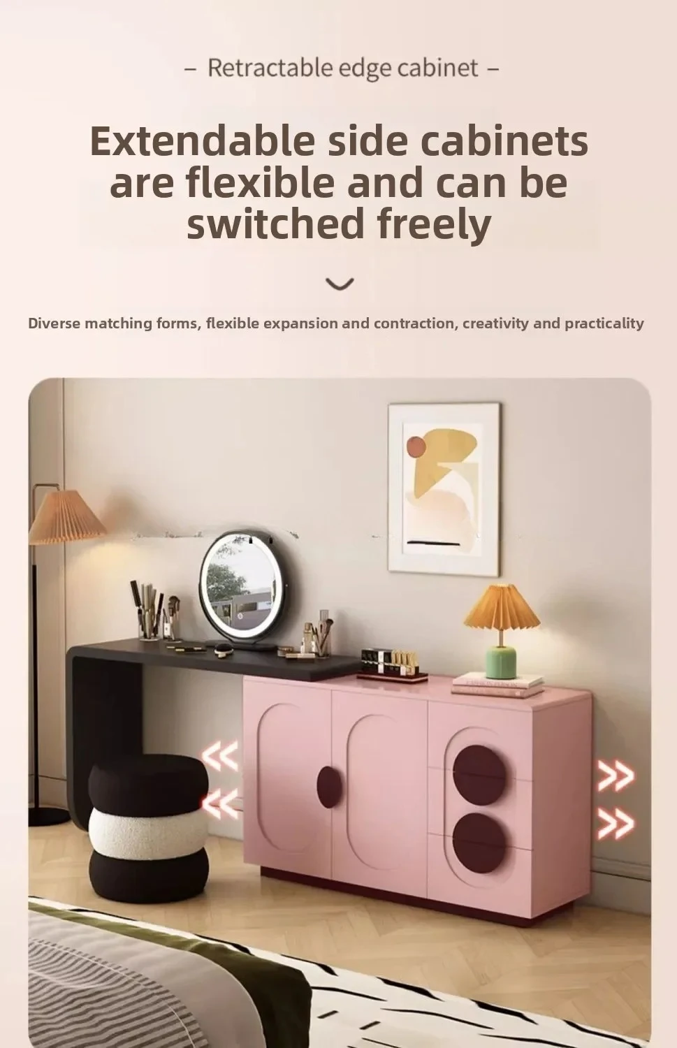 YY-French Style Dressing Table Bedroom  Makeup Table Integrated Full Set Bedside Storage Cabinet Storage Cabinet