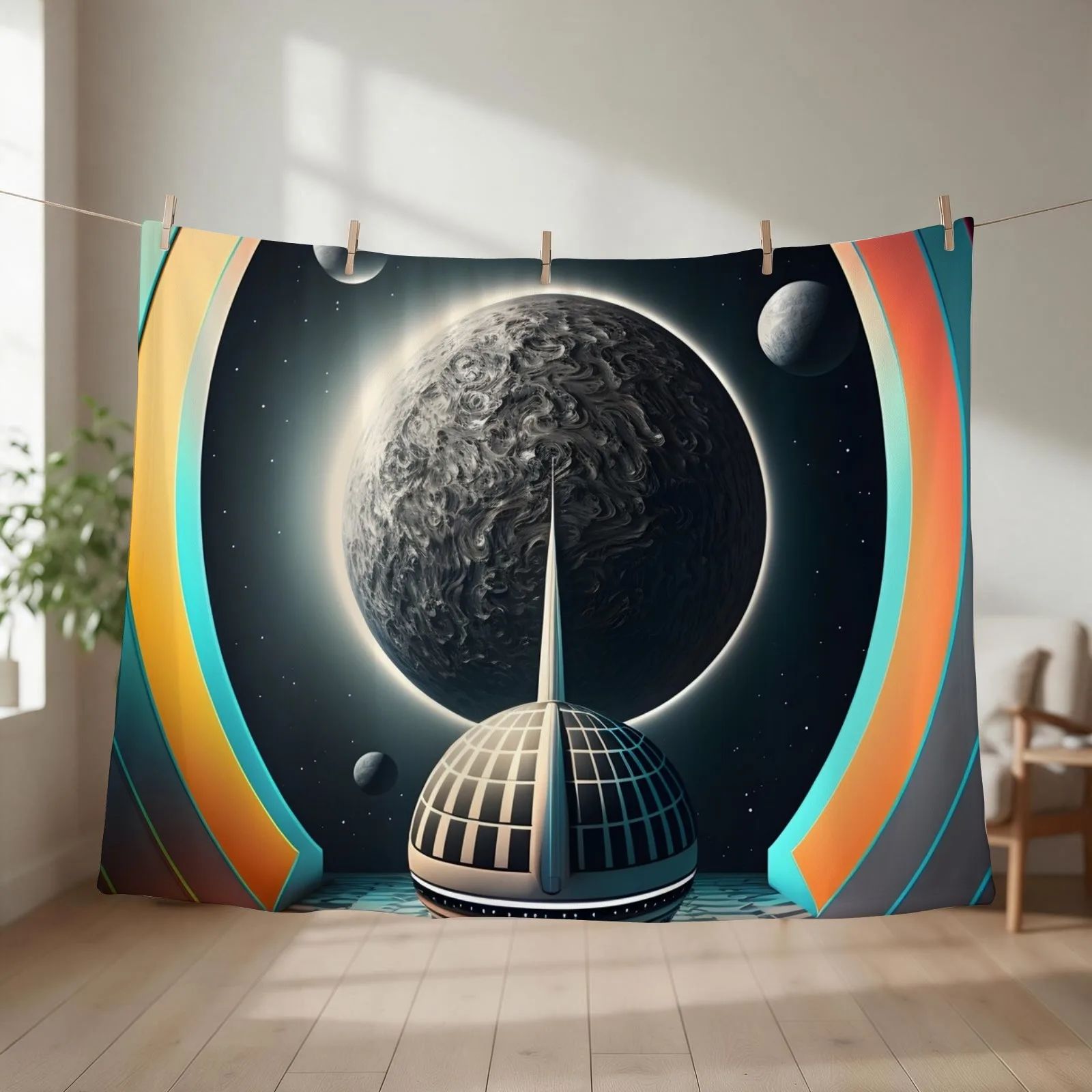 New Deco Spaceship landing In Planet X232's Space Port Throw Blanket Heavy Blankets For Bed blankets and throws Sofas Blankets