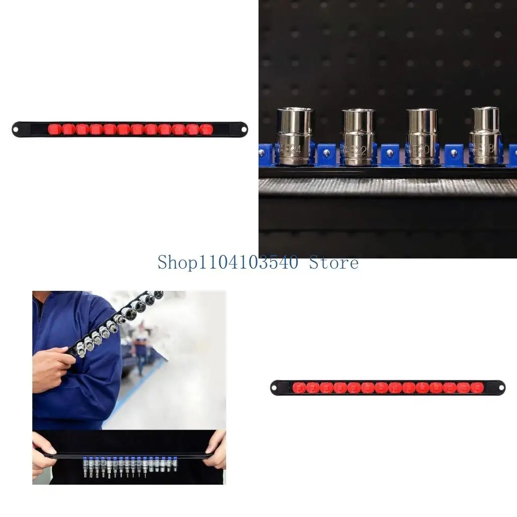 02DC 360 Degree Rotation Socket Organization 1/4 3/8 1/2 Socket Clip Rail Holder Socket Sliding Stand Sleeve Rail Rack Tool