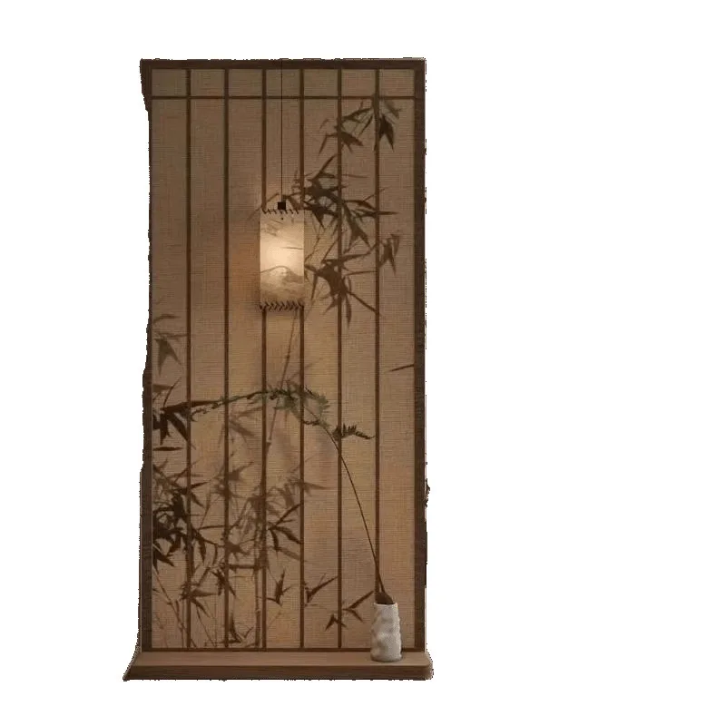 Grille partition Song Dynasty aesthetics, living room entrance door  screen, entrance door Chinese solid wood sliding porch