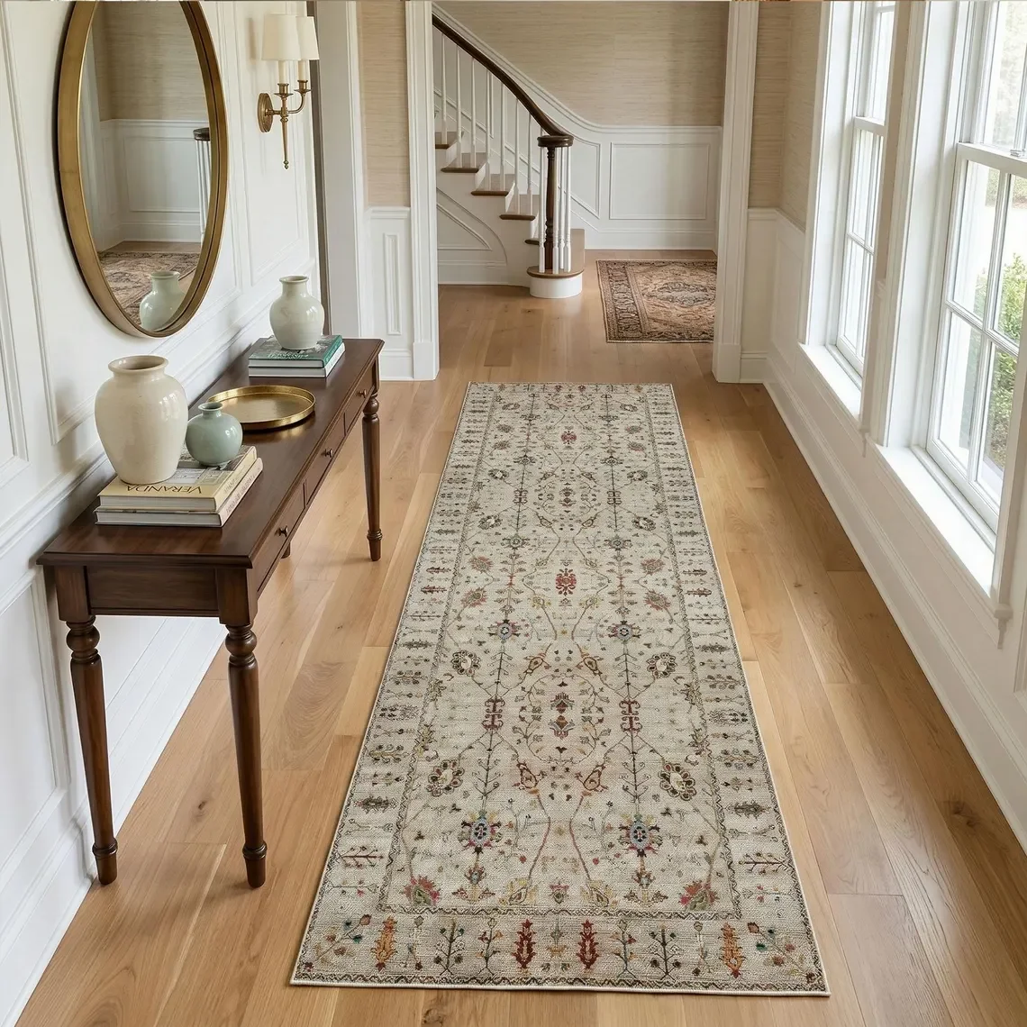 Neutral Base Carpet Refined Detail Work Sophisticated Aesthetic Easy Clean Surface For Luxury Hotel Or Mansion Interior