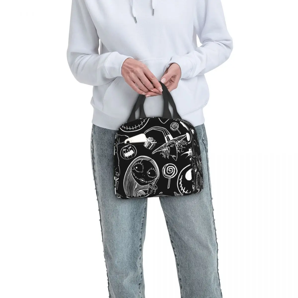 مخصص هالوين الكرتون الجمجمة جاك Skellingtons معزول أكياس الغداء ل تيم بيرتون عيد الميلاد فيلم الرعب صندوق قابل لإعادة الاستخدام #6