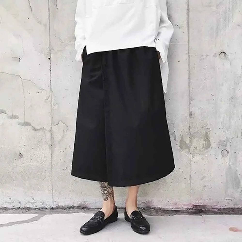 

XS - 5XL Мужские капри с эластичным разрезом по подолу Повседневная уличная одежда Модные нишевые хип-хоп трендовые широкие брюки Мужская одежда 2025