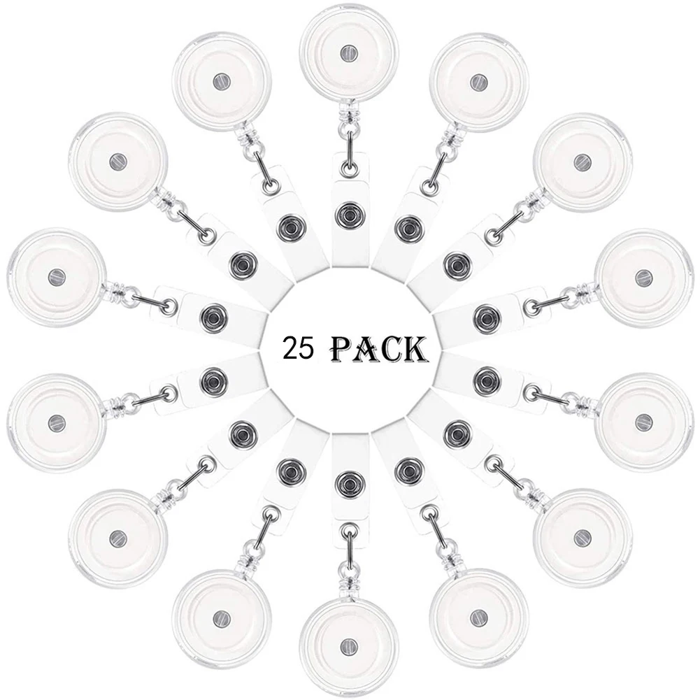 

25pcs Badge Holder Reels With Swivel Alligator Clip Retractable Id Card Name Reel Clips For Students Teachers