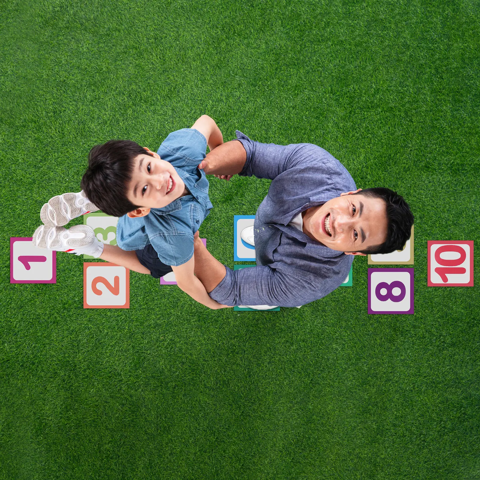 10Pcs Self-Adhesive Number Hopscotch Floor Stickers Frosted Anti-Slip Kids Room Wall Decals Classroom Playroom Floor Decals