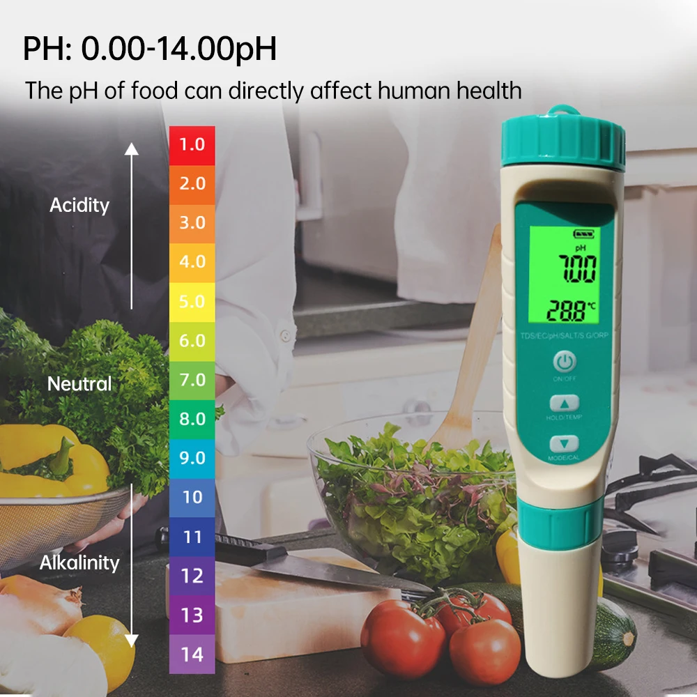 Drinking Water Aquariums Digital Water Quality Tester Pen Tds meter 7 in 1 TDS/EC/ORP/Salinity /S.G/Temperature pH Meter