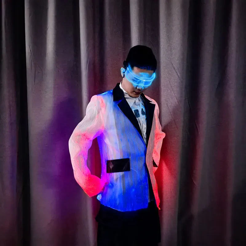 Fiber optic clothing luminous jacket LED fiber optic dovetail suit luminous clothing fiber optic fabric performance clothing
