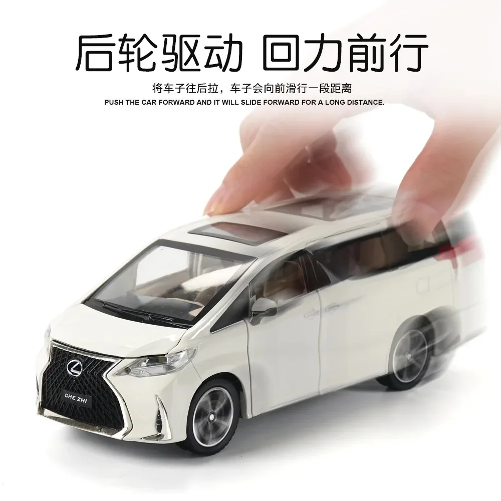 1:24 LEXUS LM300H liga modelo de carro de negócios som e luz puxar para trás carro de brinquedo ornamentos de metal presente namorado A255
