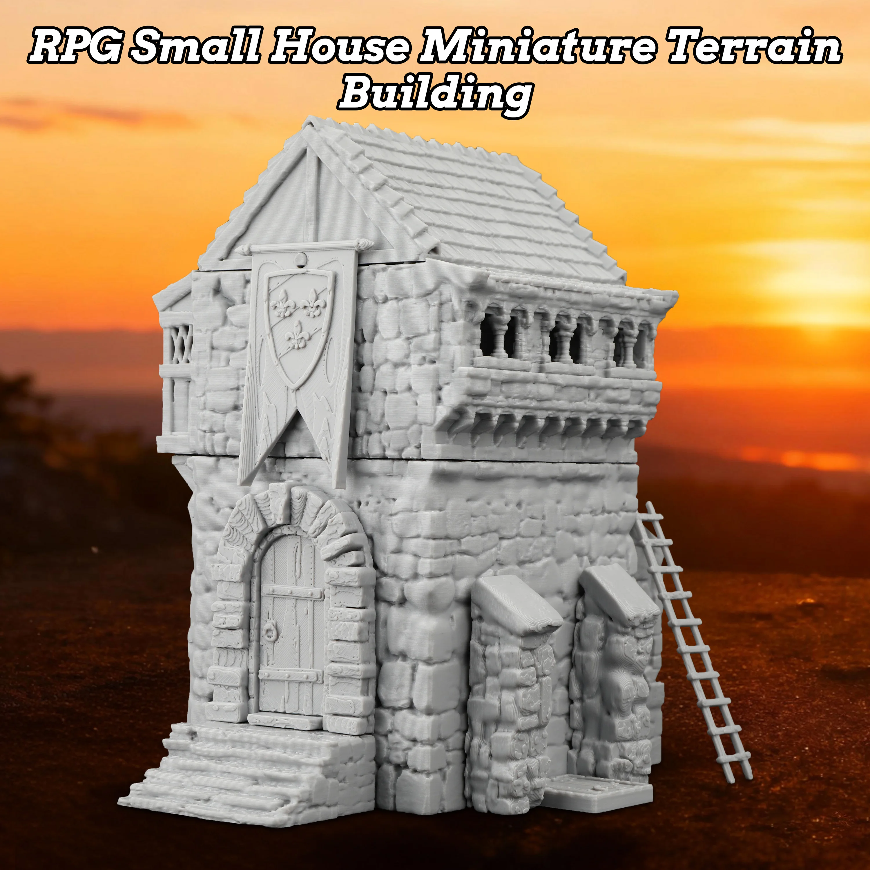 TRPG Medieval House Miniature Terrain Building - Fantasy Stone Cottage for Tabletop RPG Adventures & Diorama Display