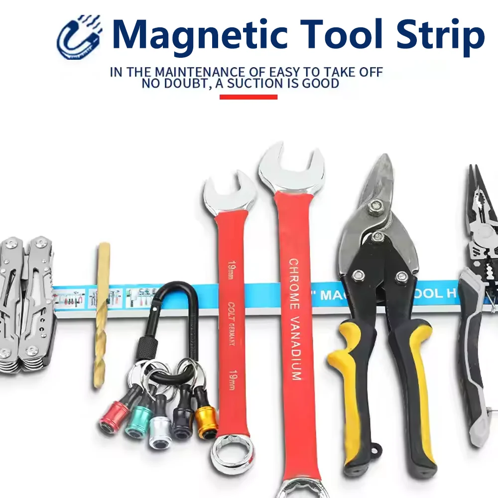 Heavy Duty Magnetic Tool Bar Strong Magnet Strip for Garage & Workshop Holds Tools Knives & Metal Items Securely