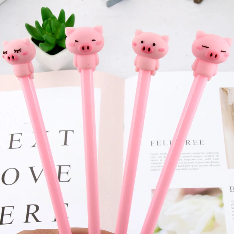 

Wholesale Cute Creative Cartoon Pink Piggy Gel Pen Student Writing Stationery Office Signature Water Pen kawaii school supplies