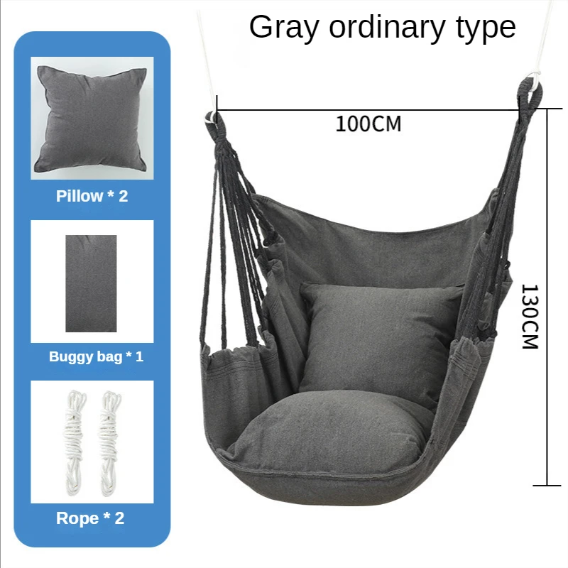 Canvas Hanging Chair College Student Dormitory Hammock with Pillow Indoor Camping Swing Adult Leisure Chair Hanging Swing