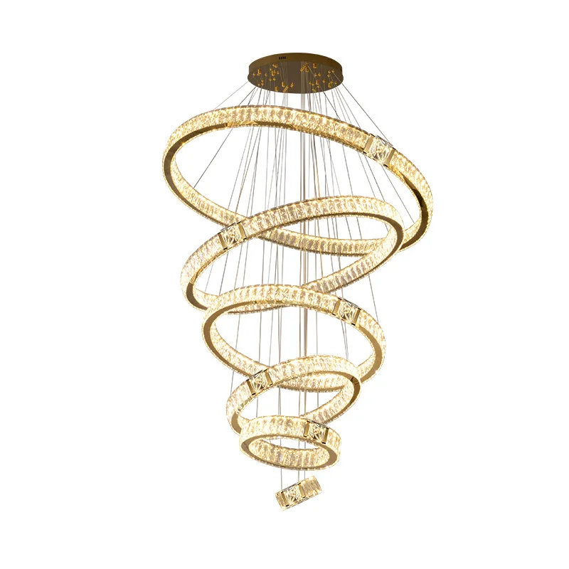 

Duplex building chandelier empty, living room chandelier villa stair light, upper and lower luminous circle light,