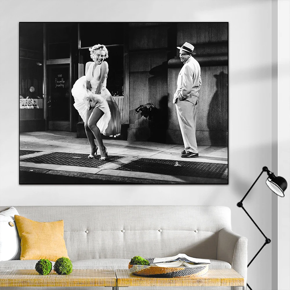 Famous Movie Canvas Painting Marilyn Monroe Black White Posters And Prints Wall Art Pictures for Living Room Bar Home Decoration