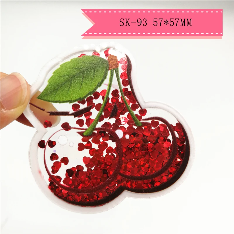 1pcs cartoon fruit Quicksand Acrylic Sequins custom Shaker Resins DIY bow center SK-93