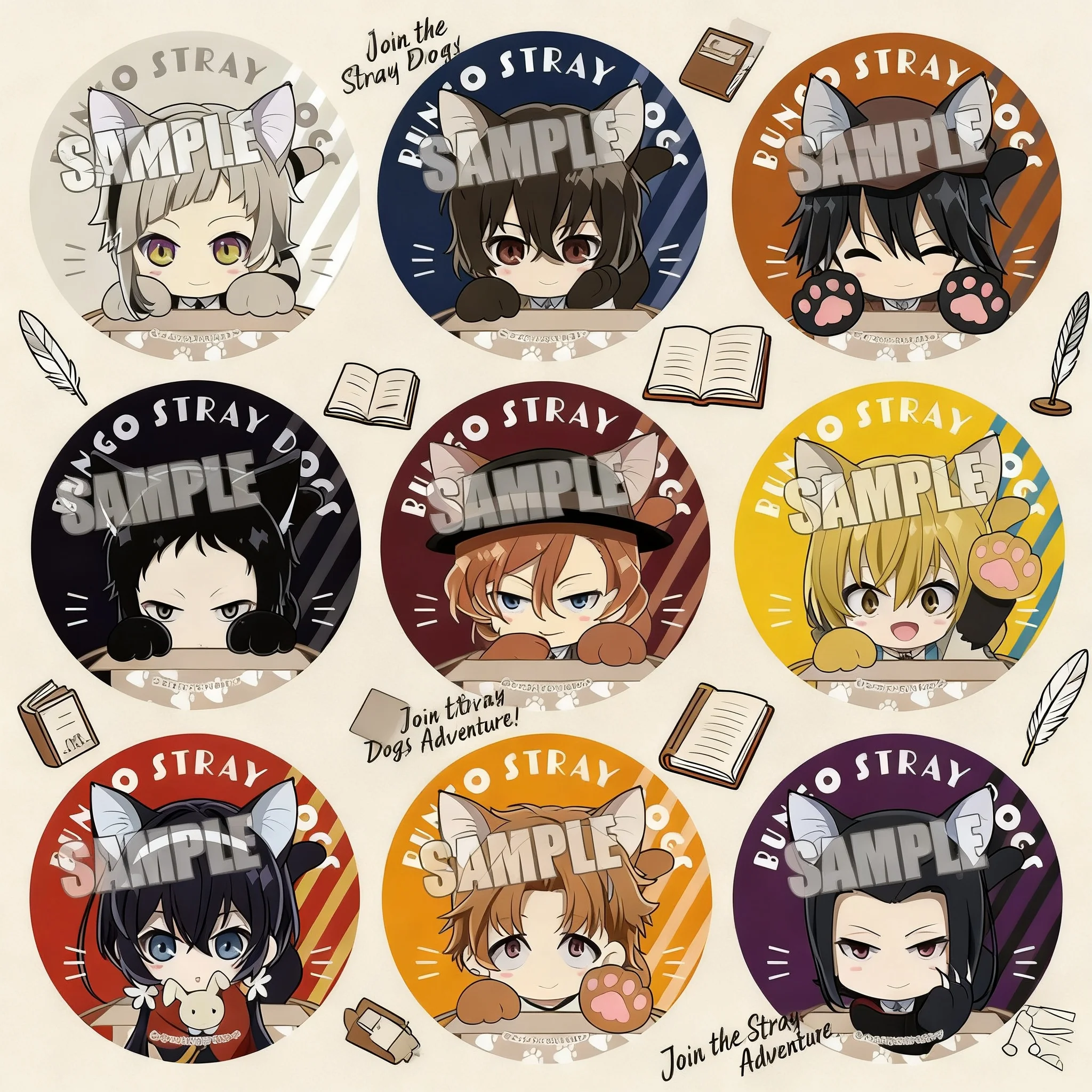 Anime Badge Brooch Bungo Stray Dogs Q Version Pin Mori Ougai Edogawa Ranpo Dazai Osamu Nakahara Chuuya Character Anime