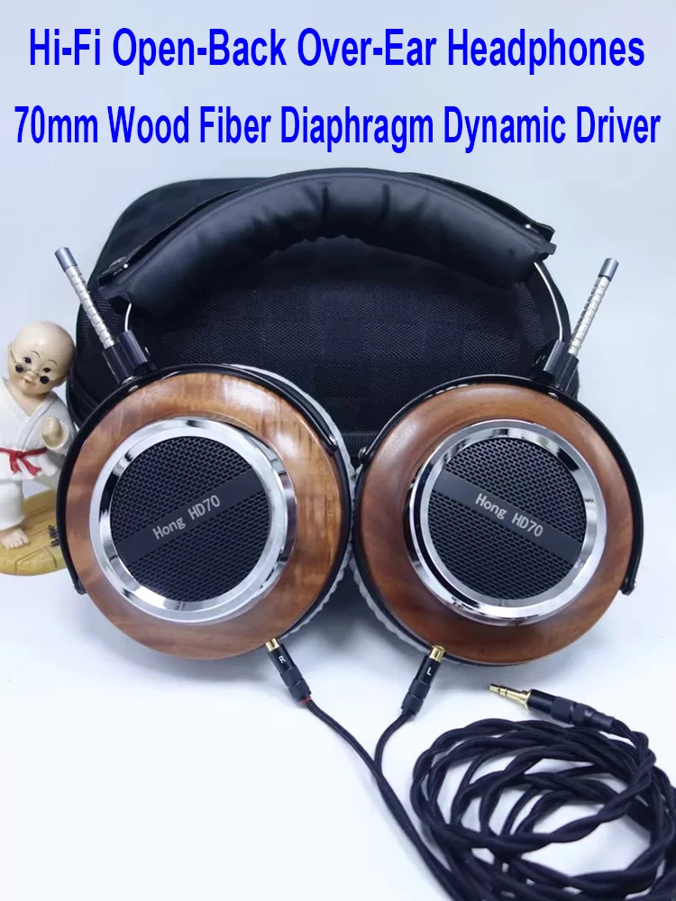 

Проводные Hi-Fi наушники Hi-end с 70-мм динамическим драйвером для аудиофилов, открытые полноразмерные наушники HONG HD70 OMS