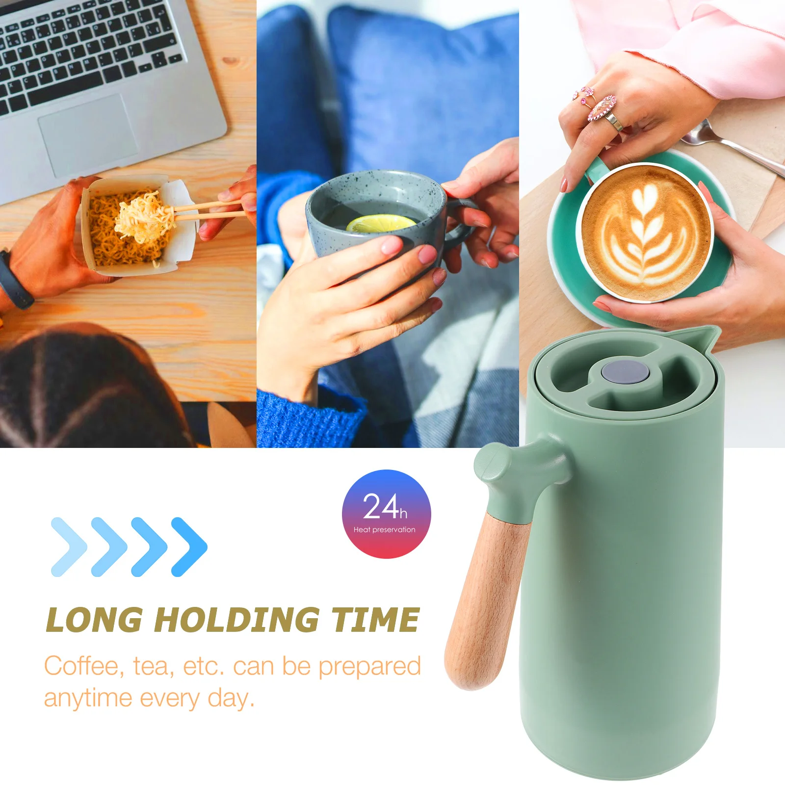 

1Pcs Thermal Kettle Glass Tank Long Lasting Insulation Leak Proof Large Capacity Detachable Hot Water Bottle Household Warm