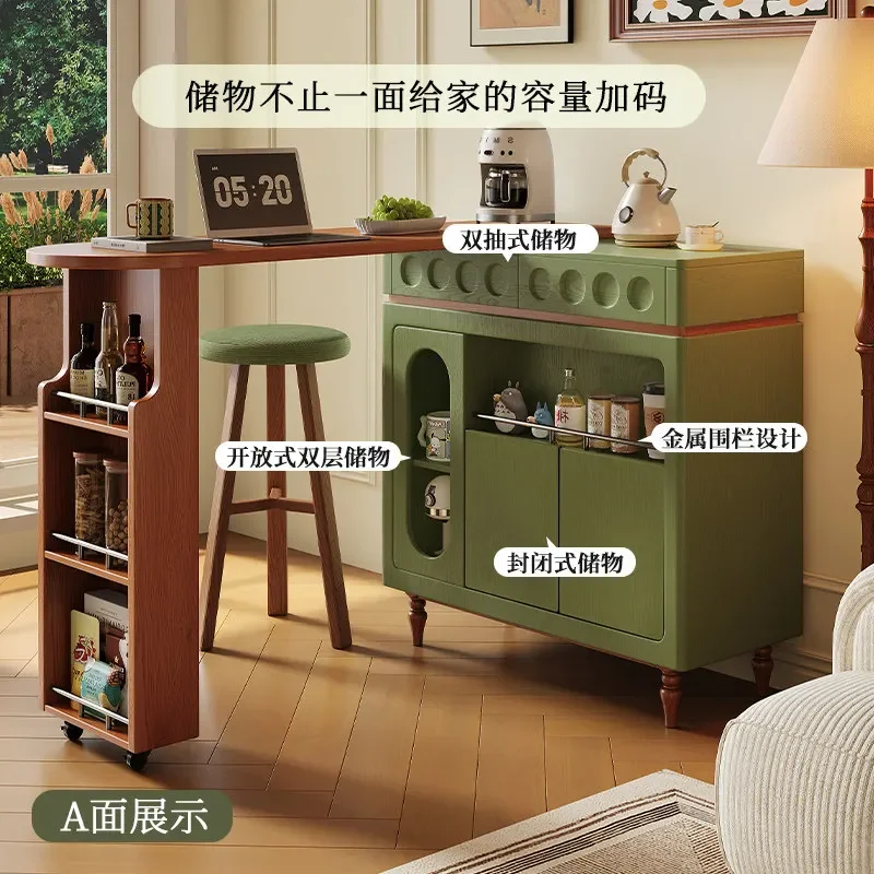 HYS retro small apartment solid wood wine cabinet medieval corner small tea cabinet