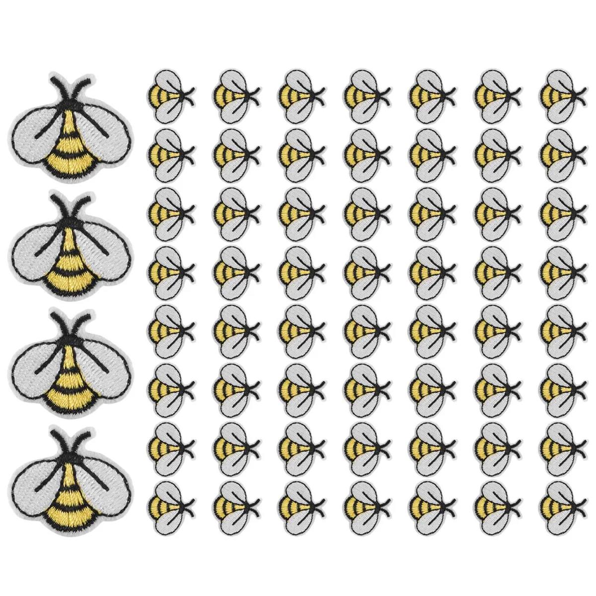 60PCS Bee Embroidered Patches,Cute Bumble Iron on Embroidered Applique Decoration Sewing Patches for Clothes DIY Patches