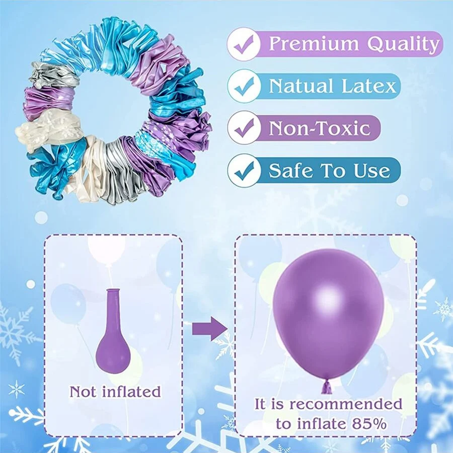 140pcs/Set Elsa Frozen Snowflake Balloons Garland Arch Kit Girl 5th Happy Birthday Snow Queen Themed Party Decorations Globos