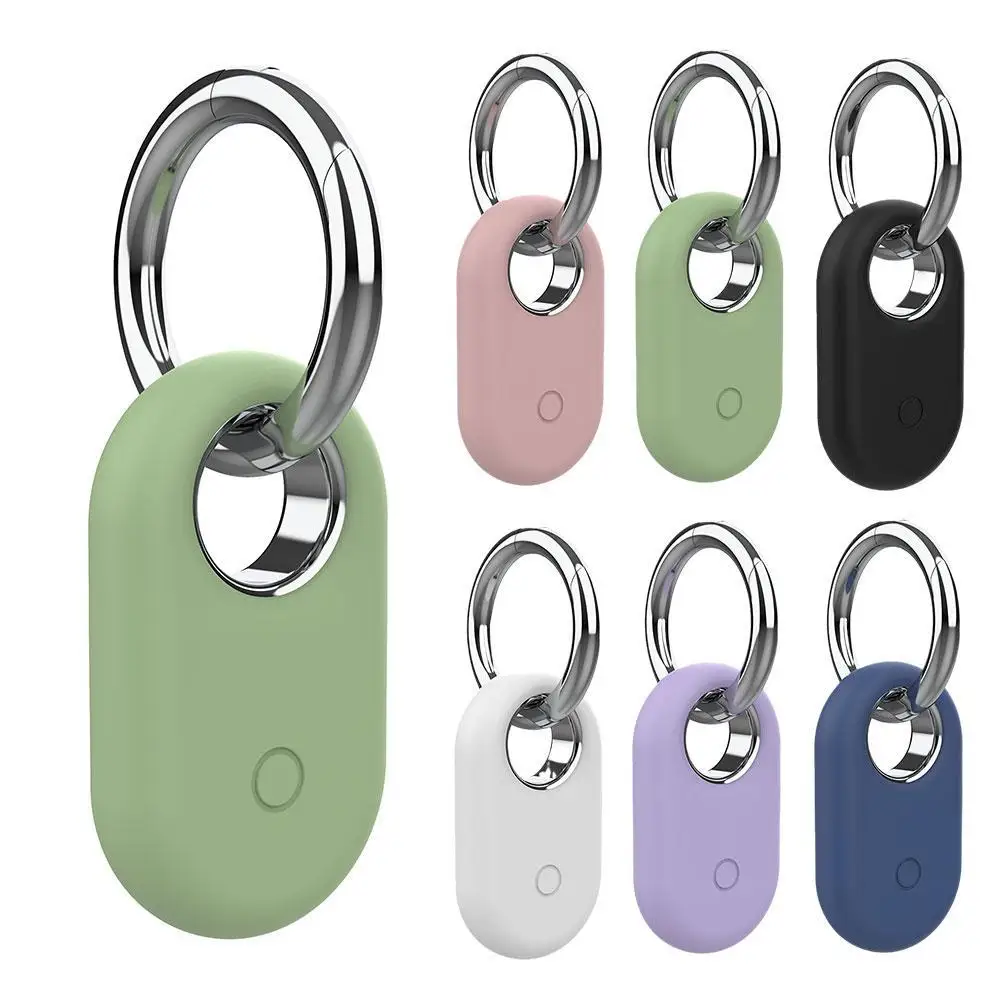 Waterproof Protective Case for Samsung SmartTag 2 Soft Silicone Case Cover with Keychain Anti-dropping Waterproof Solid Color