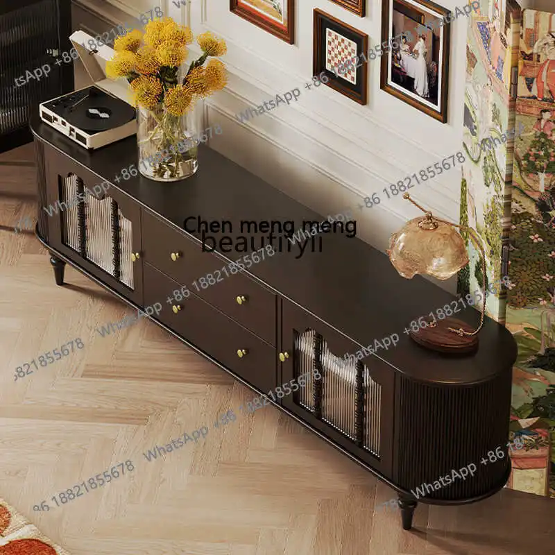 

Шкаф для телевизора в стиле ретро из цельного дерева в американском стиле и чайный столик, напольный шкаф с французским входом Lux