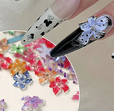 

【WHB43】50pcs Ice Transparent Flower Resin 3d Nail Art Charms Lily Flowers Nail Decorations Diy Jewelry Accessories