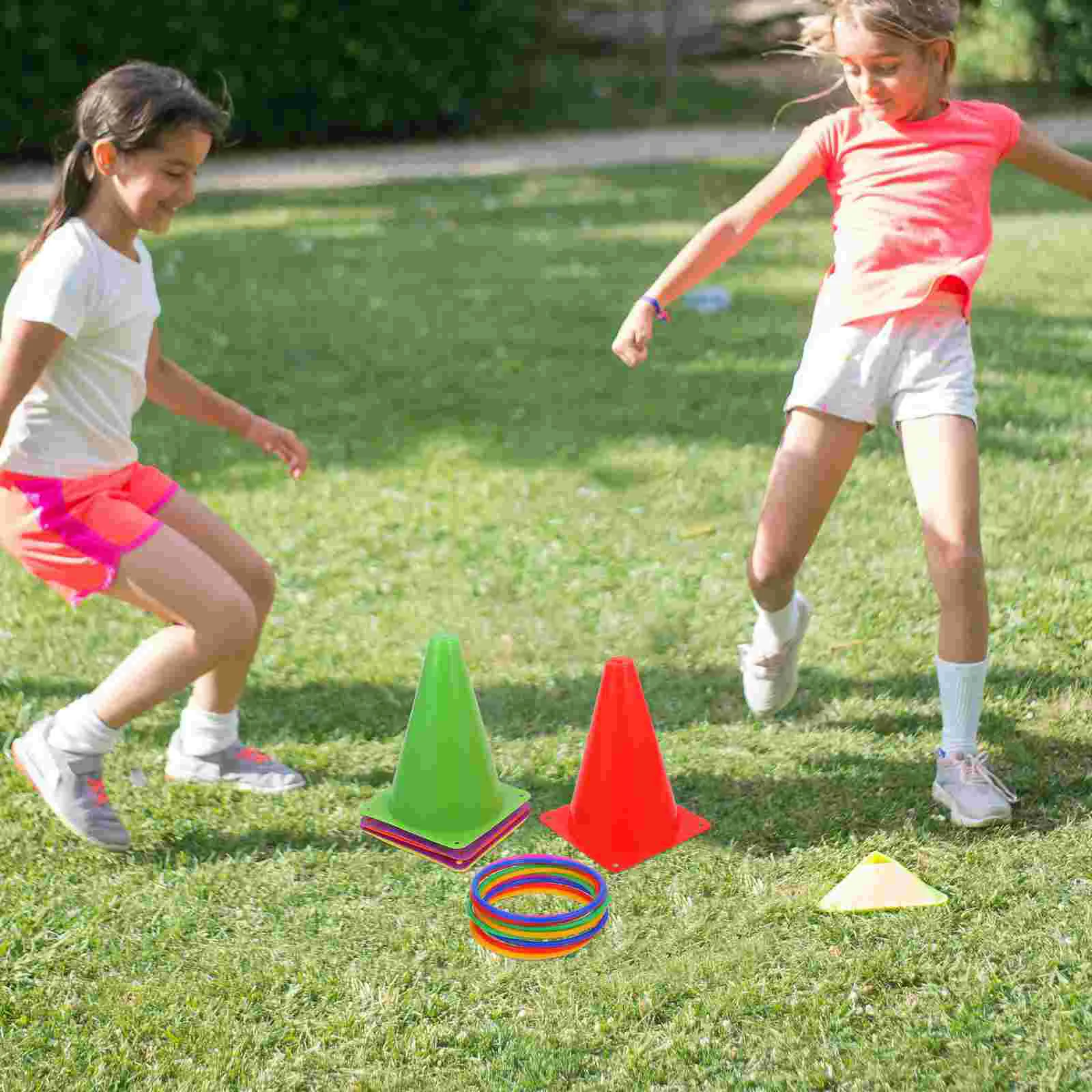 Giocattolo cono gelato cerchio bambino pallone da calcio per bambini coni atletici e piccoli anelli gioco di lancio in plastica