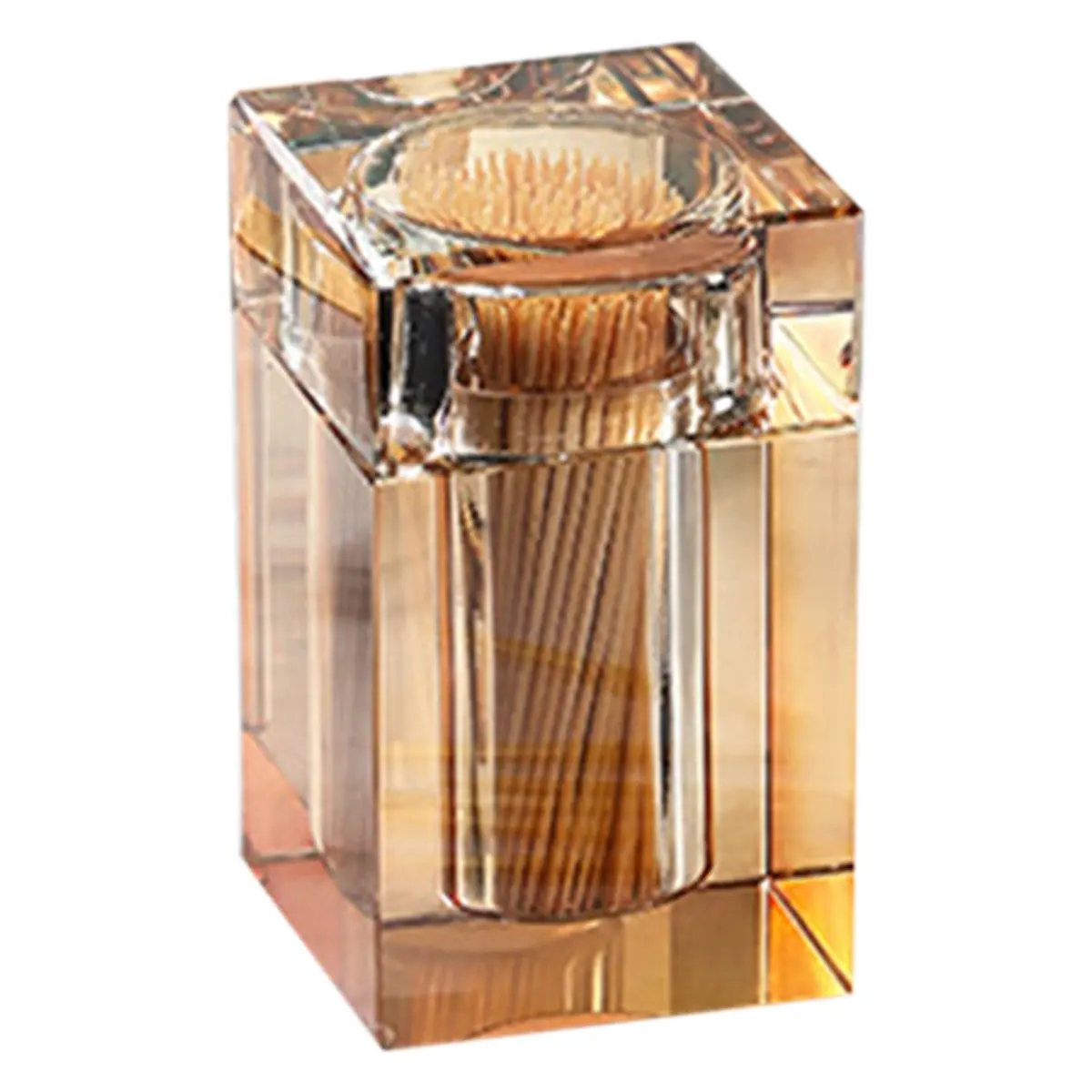 A79G Luxury Glass Toothpick Box Home Dining Table Hotel Cotton Swab Dental Floss StorageBox Jar Clear GlassContainer A