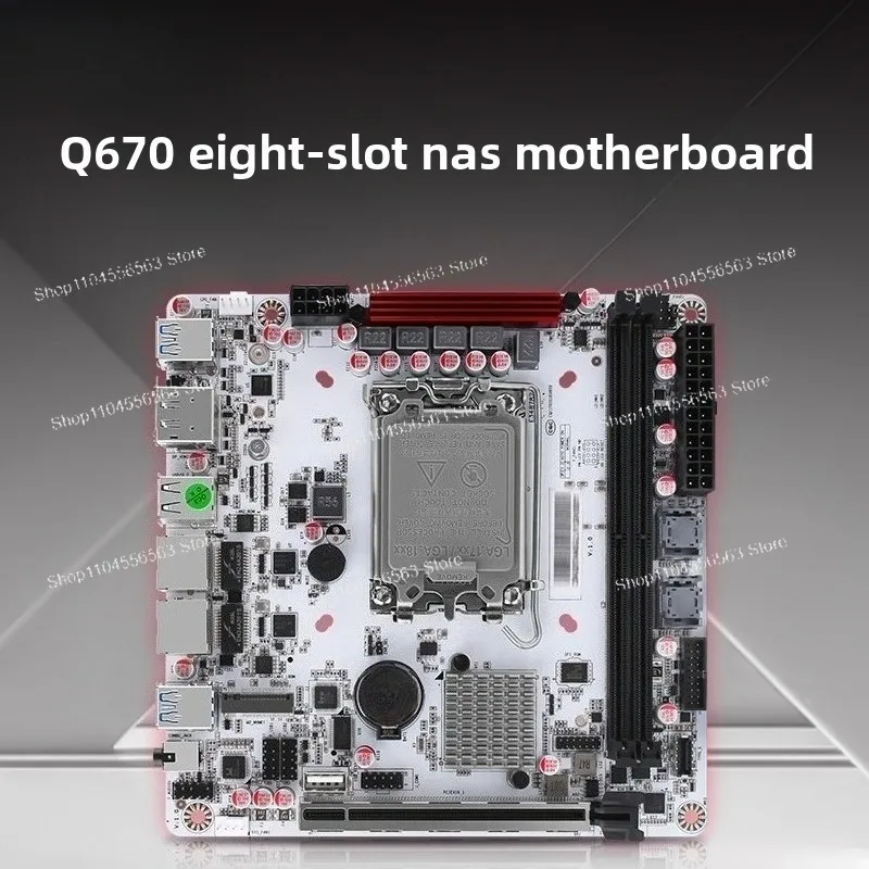 Q670 8-Bay NAS Motherboard, Supports 12th-14th Gen CPU, DDR5, M.2 & PCIe X16 Slot, VPro Supported