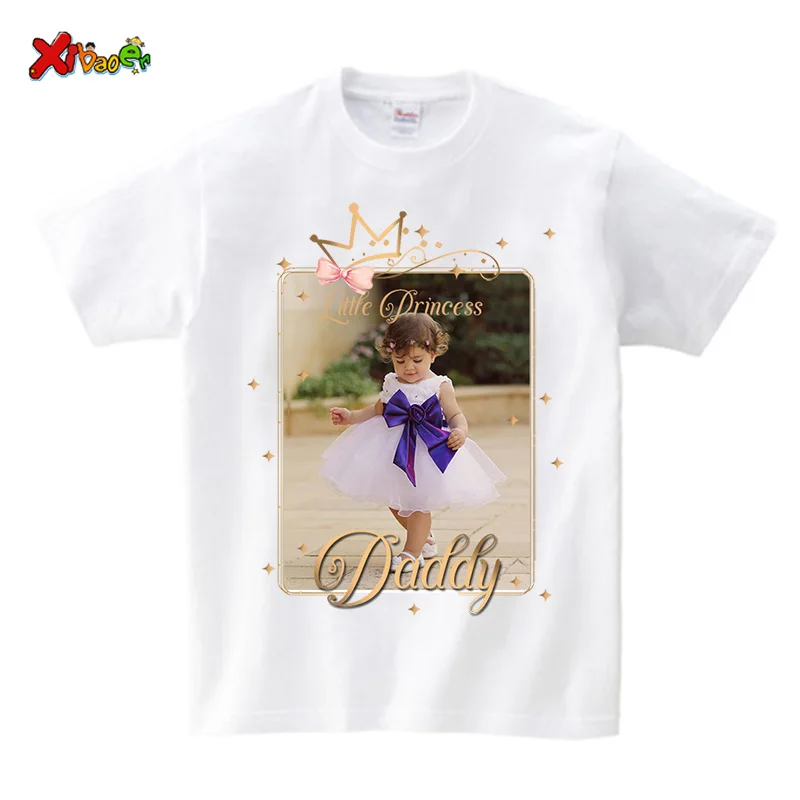 T-shirt assressentiavec nom personnalisé pour fille, chemise de couronne de princesse, photo d\'anniversaire de famille, tenues de t-shirt d\'image,