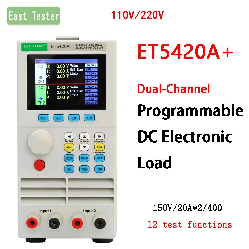 

ET5420A+ Dual-Channel Programmable Digital DC Electronic Load Professional Battery Capacity Tester Battery Monitor