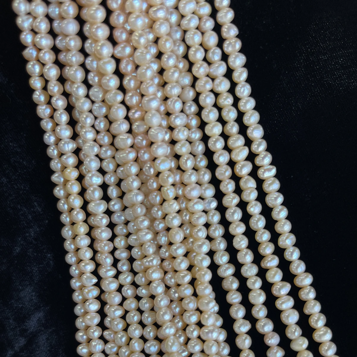 Natural Freshwater Pearls Beaded Near Round Orange Pearl Punch Loose Beads for Jewelry Making DIY Necklaces Accessories 14inch