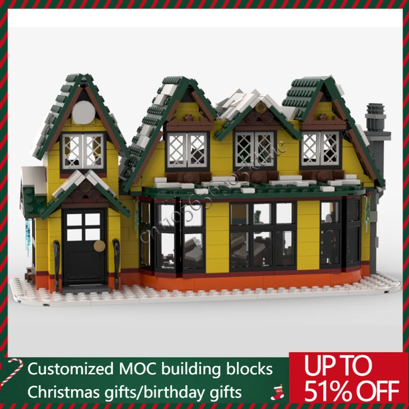 

856 Parts MOC Christmas Series Village School Model Building Blocks Bricks Creative Assembly DIY Educational Toys Popular Gifts