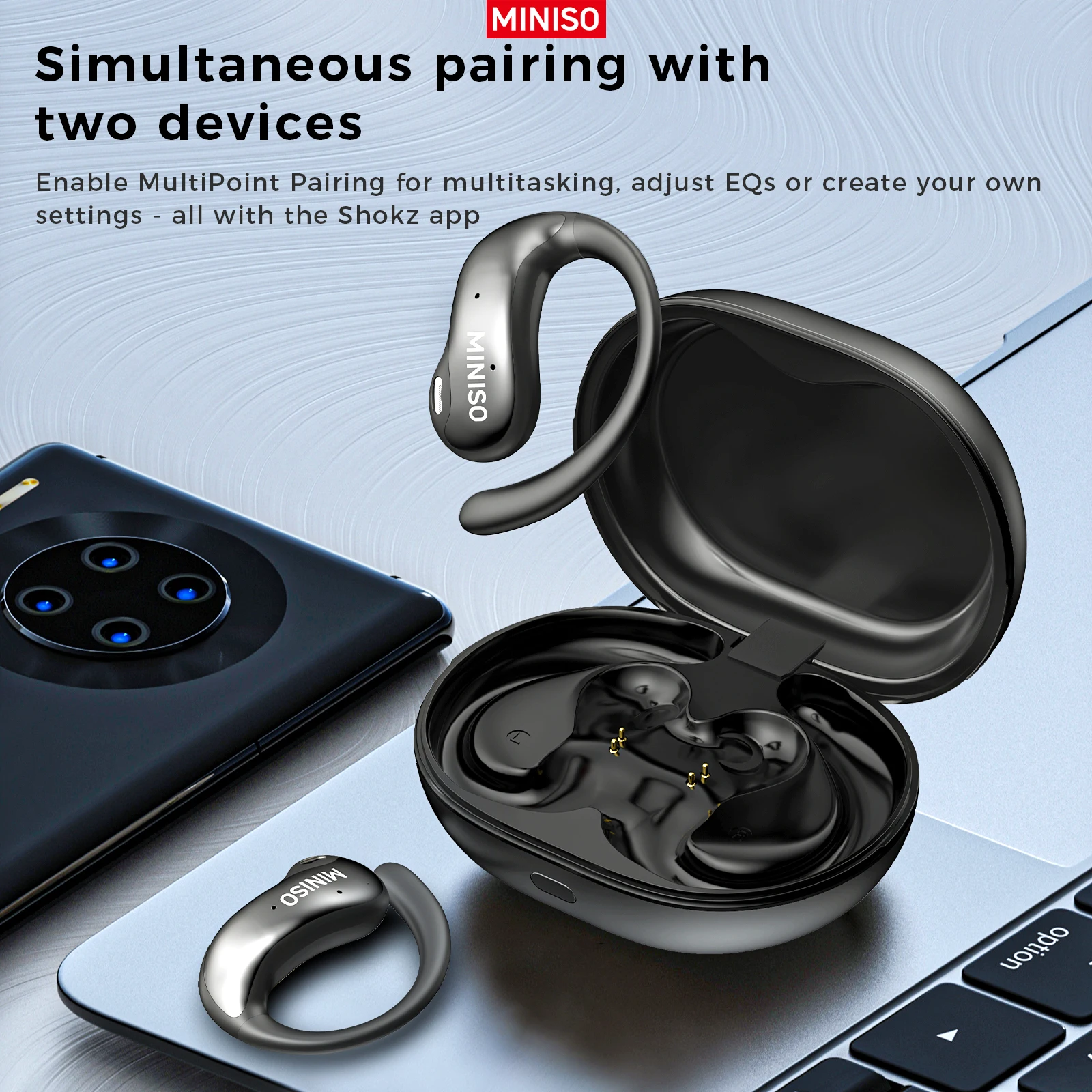 [AI Translation Earbuds]MINISO MS188 Bluetooth Earphones HD Touchscreen OWS Wireless Headphones with Mic