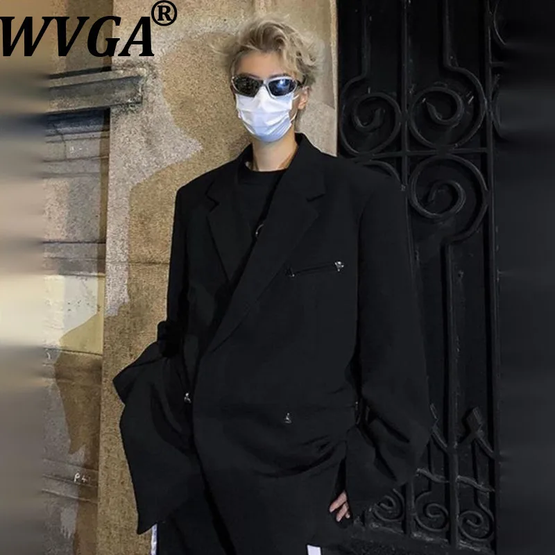 

WVGA весна осень новый мужской прилив винтажный модный пиджак с длинными рукавами нишевые шикарные повседневные пальто с отложным воротником Ins Y2K W15014