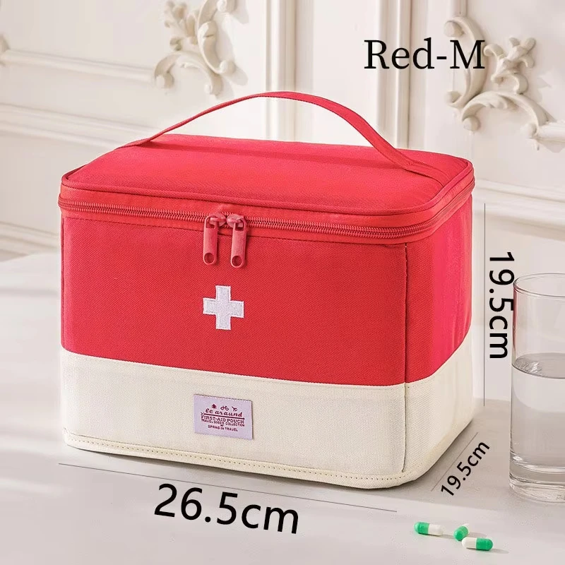 Large Capacity Oxford Cloth Medicine Box Lightweight Foldable Waterproof Wear-resistant Separated Household Travel First Aid Kit