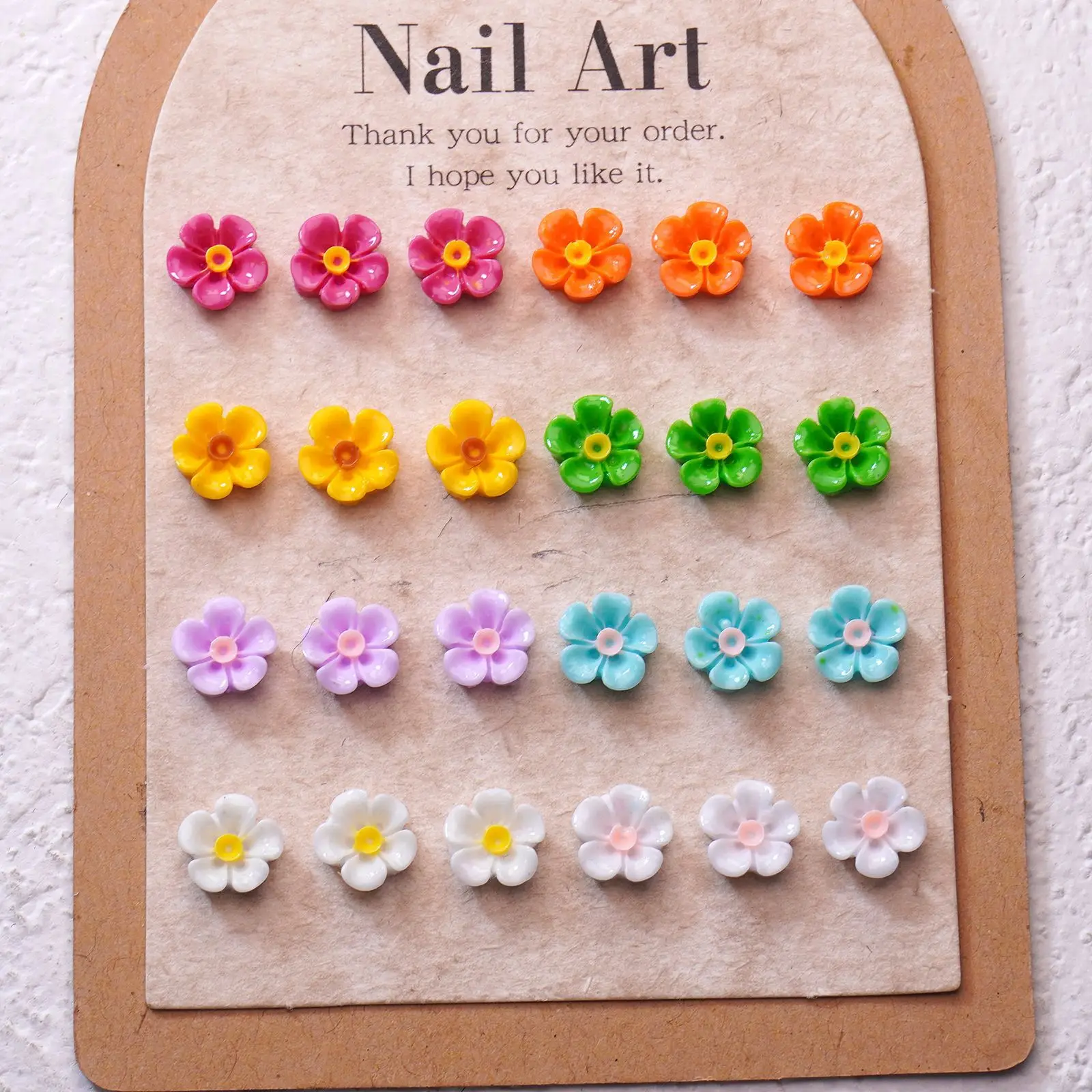 50pcs New five-petaled flower cartoon nail charms jewelry cute three-dimensional resin wearing nail accessories DIY decorative a