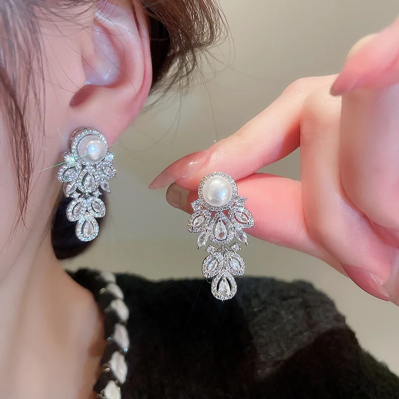 Fashion Austrian CZ Zirconia Crystal  Earrings For Women  Luxury Bridal Wedding Party Jewelry Gift