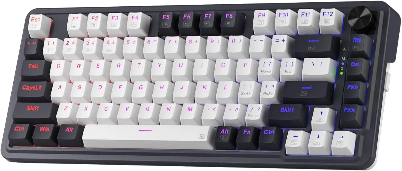 

75% Wireless RGB Gaming Keyboard with Gasket Mount, Hot-Swap Switches, and Dedicated Knob Control for Quiet Typing