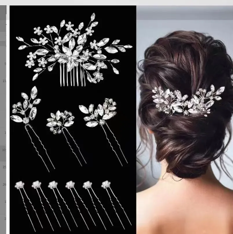 Crystal Floral Hair Accessory Set, Fairy Luxury Exquisite Style, Suitable for Bridal Wedding Look / Evening Gown Matching