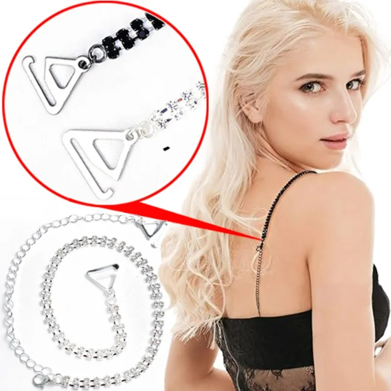 

Adjustable Chain Bra Straps Crystal Shoulder Belt Rhinestone Invisible Lingerie Underwear Extend Holder Women Intimate Accessory