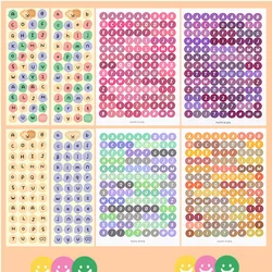 Gooka Round Alphabet Sticker Set Candy Color Numbers Sticker Self-Adhesive Hand Account Decoration English Label Sticker
