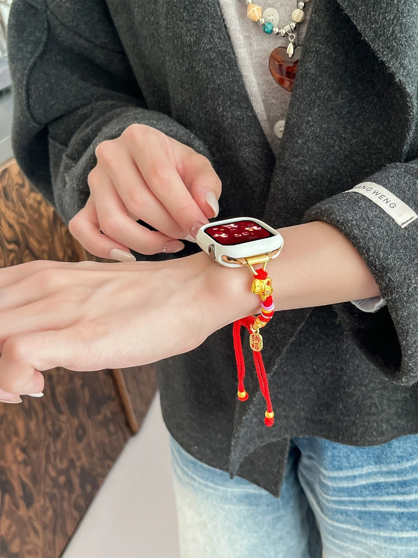 

Плетеный ремешок Zhaocai Nafu, совместимый с ремешком для iWatch 38 мм, 40 мм, 41 мм, 42 мм, 44 мм, 45 мм, 49 мм, модный ремешок