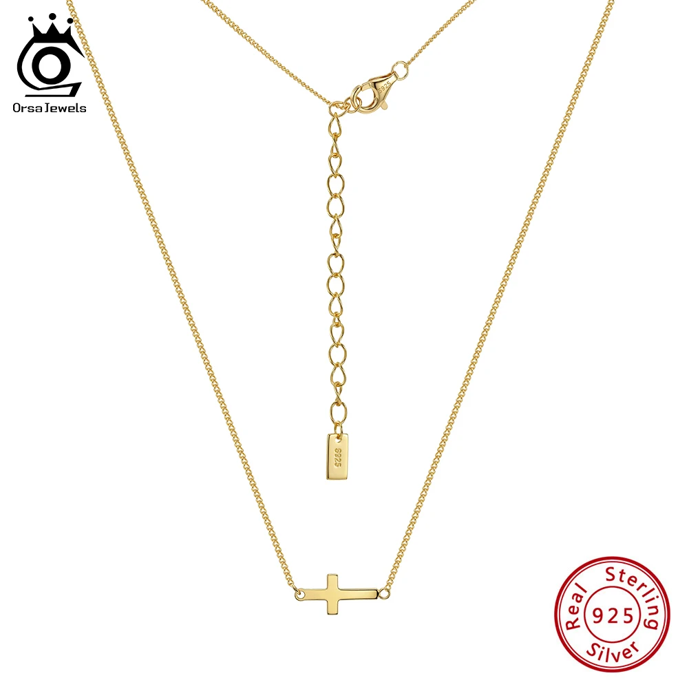 

ORSA JEWELS Fashion Minimalist 925 Sterling Silver Cross Pendant Necklace Women Gift Religious Cross Chain Dainty Jewelry SC96